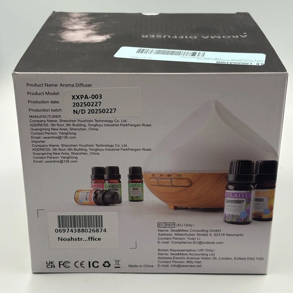 Noahstrong 500ml Aroma Diffuser & 6 Essential Oils Set Remote 7 Colors